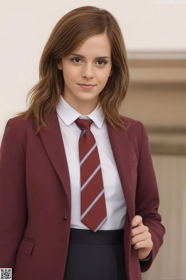 A woman in a suit and tie posing for a picture.
