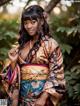 A woman in a kimono posing for a picture.